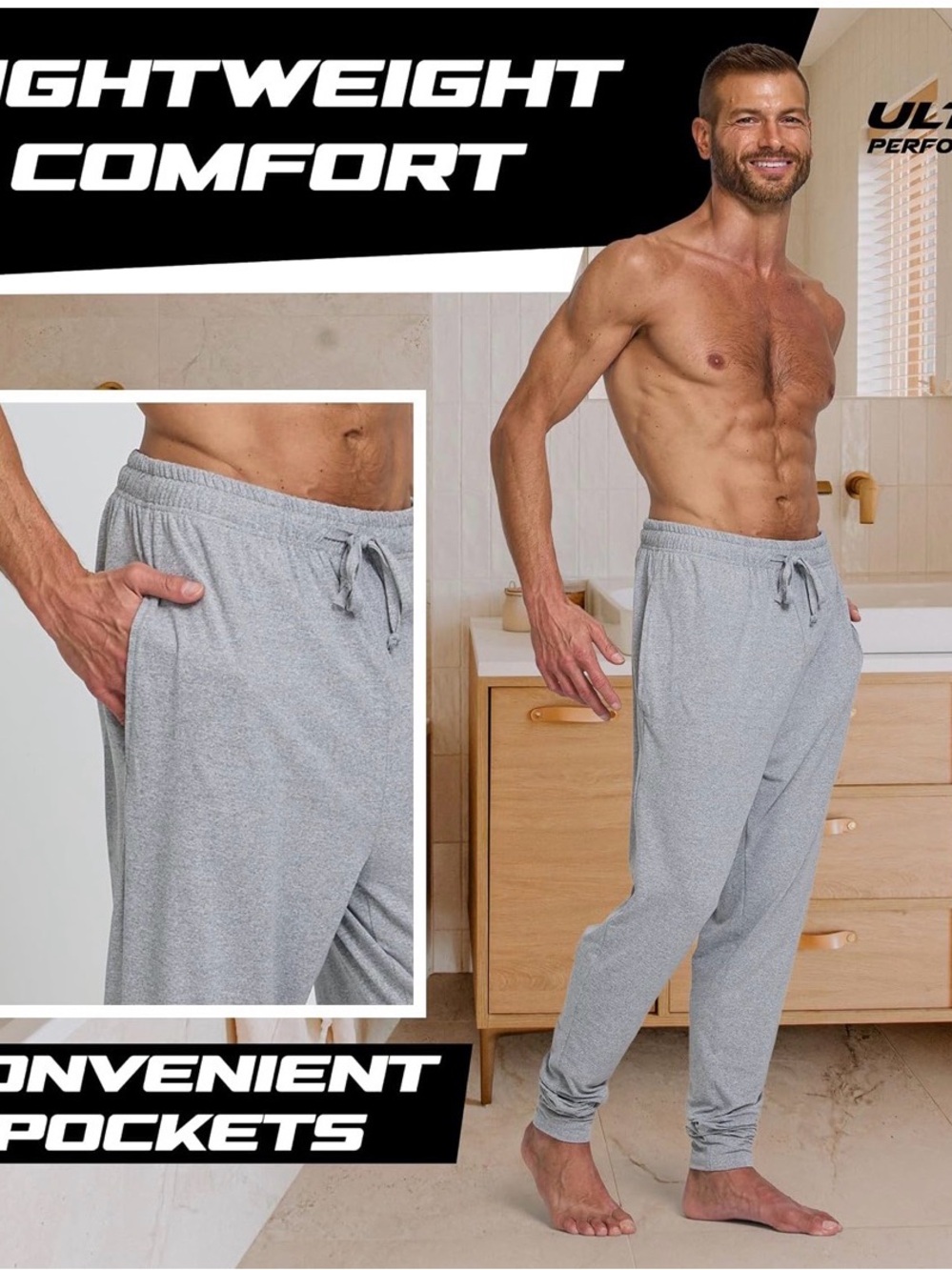 ULTRA PERFORMANCE 3 Pack Lounge PJs Pants Jogger Drawstring Size Small